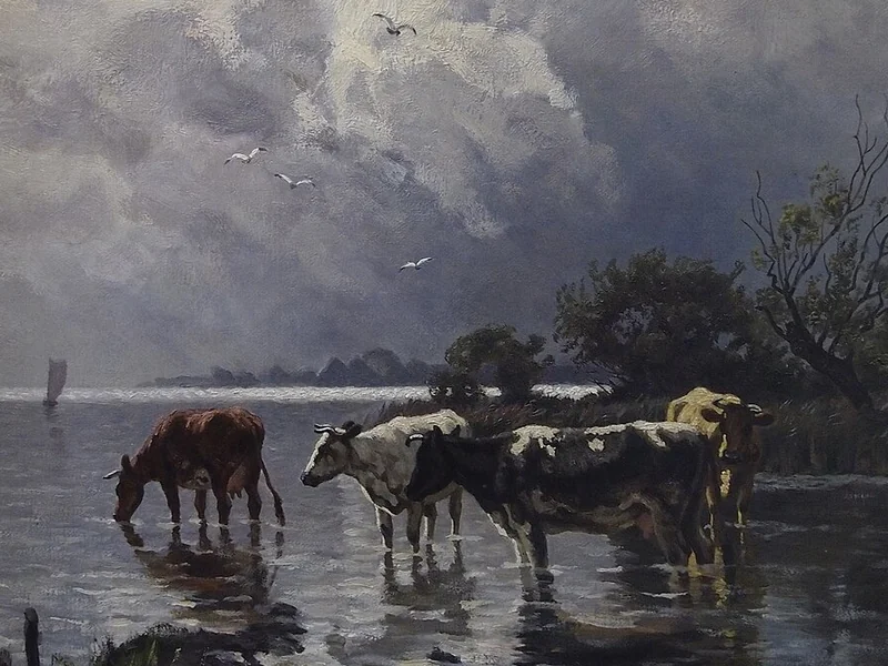 1838-Carl Wilhelm Christian Malchin - Mucche all'abbeveratoio